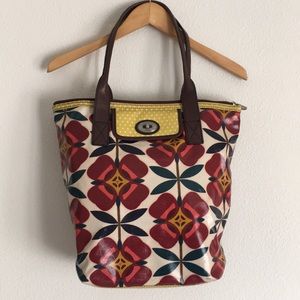 Fossil Key-Per Authentic Red Floral Tote